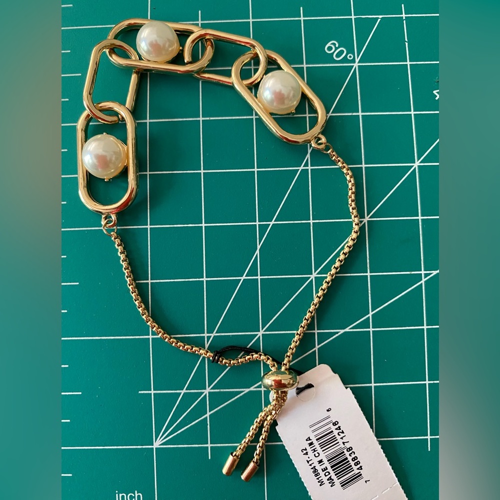 Tahari Gold Chain Bracelet with Pearls